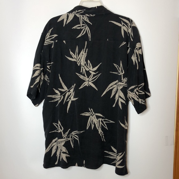 Bill Blass Mens 100% Silk Top Shirt Bamboo Wooden Buttons Short Sleeves L LARGE - Picture 10 of 10